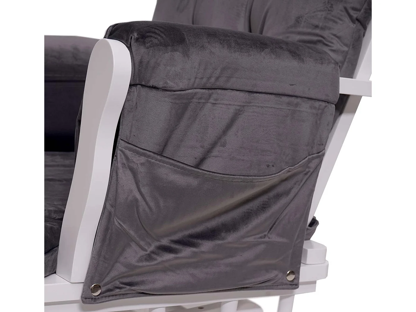 Relaxfauteuil MCW-C76 Schommelstoel,  fluweel, grijs, frame wit