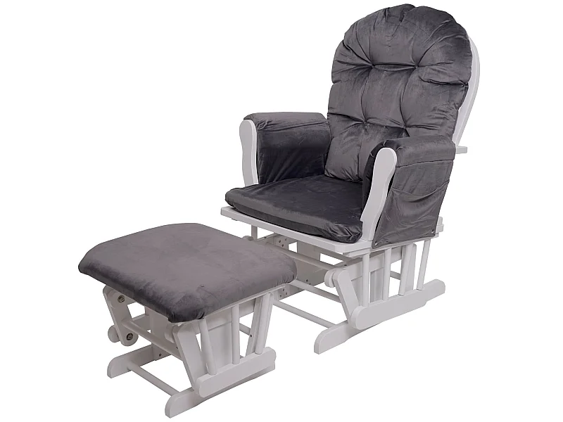 Relaxsessel MCW-C76 Schwingstuhl, Samt, grau, Gestell weiß