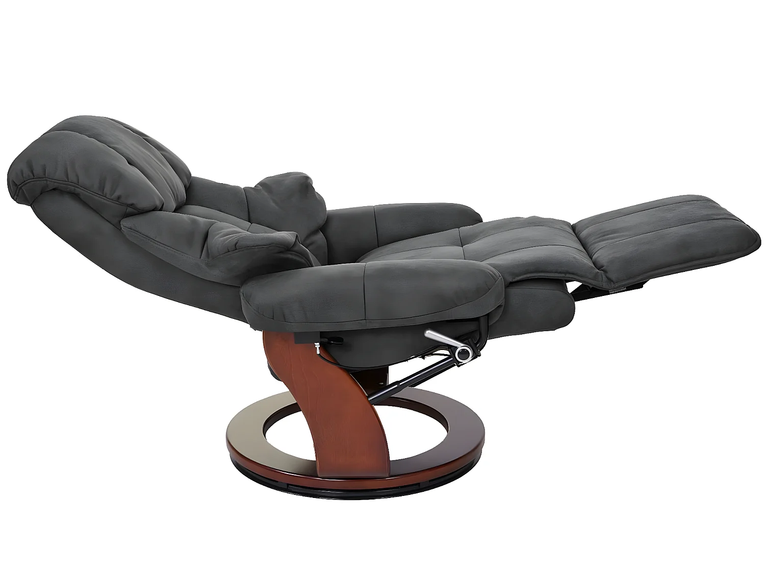 Relaxsessel Windsor 2, Dunkelgrau, Walnuss-Optik