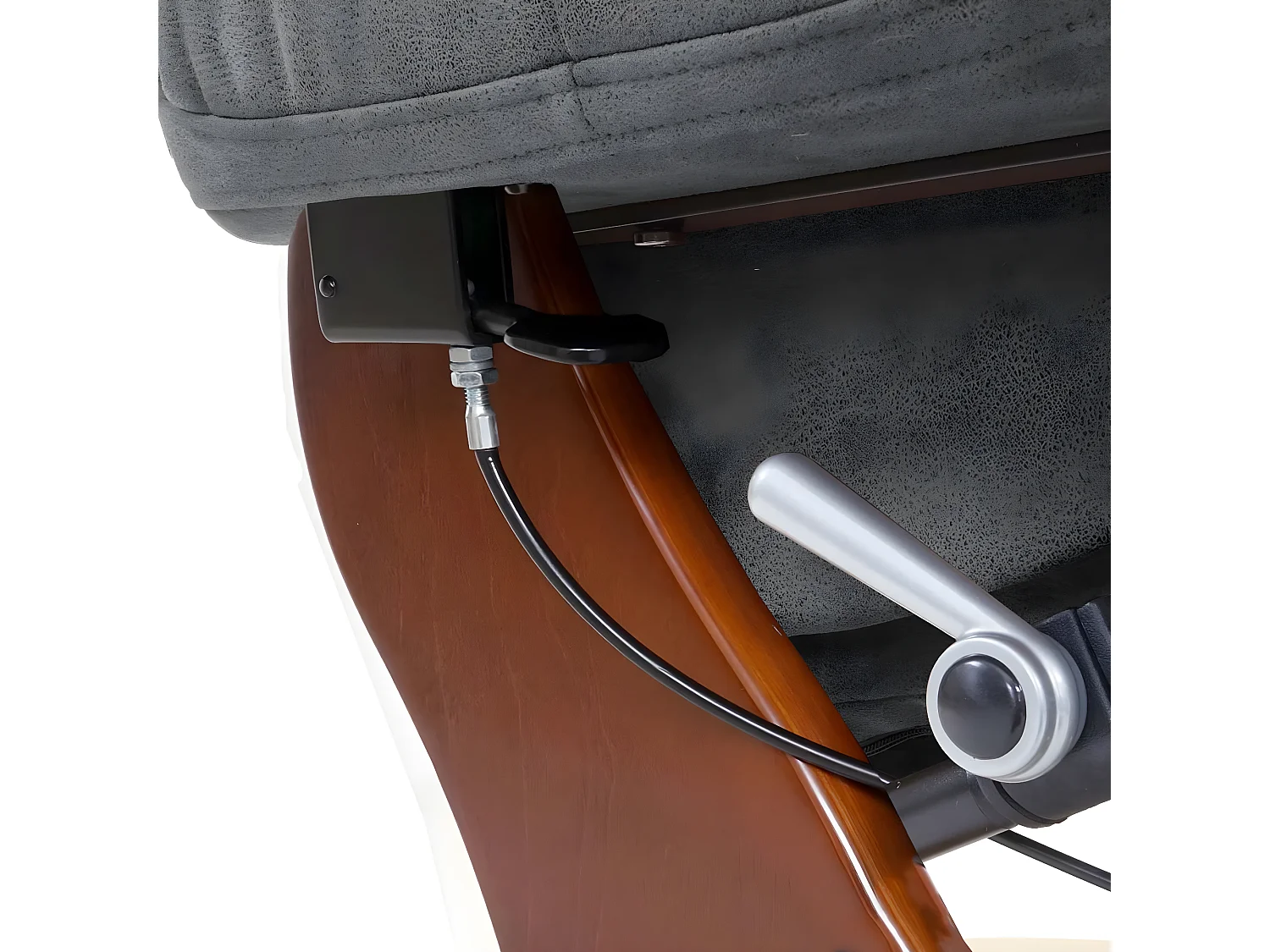 Relaxsessel Windsor 2, Dunkelgrau, Walnuss-Optik