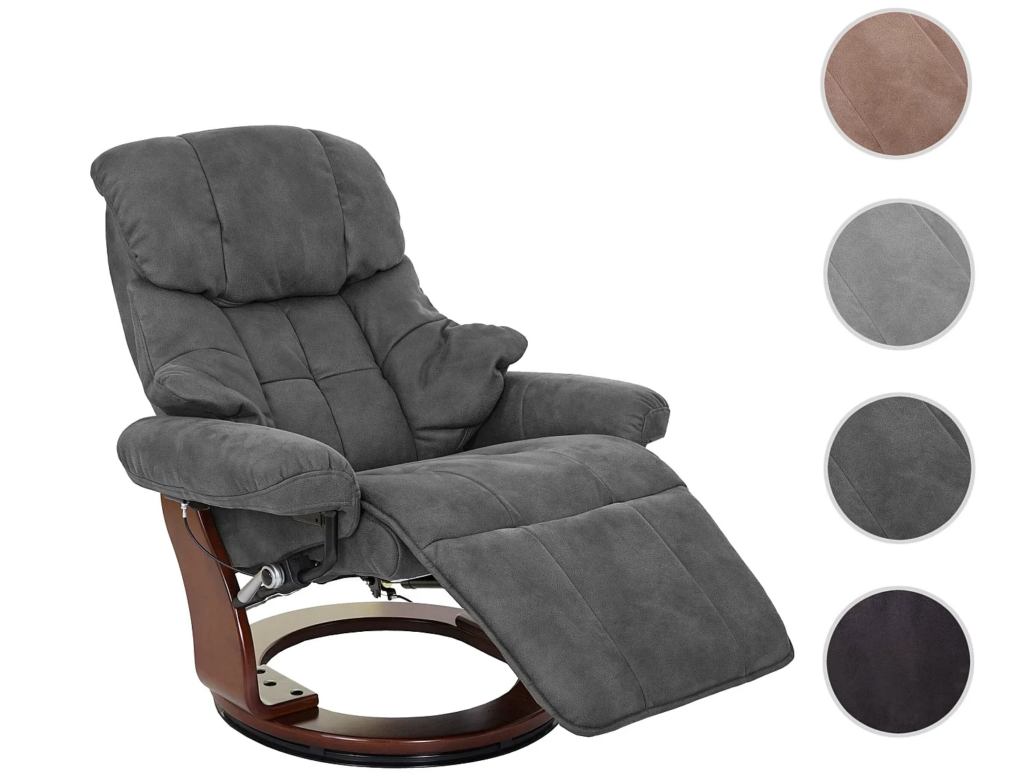 Relaxsessel Windsor 2, Dunkelgrau, Walnuss-Optik