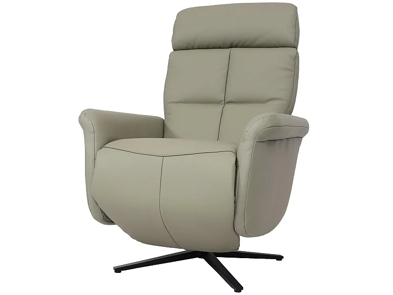 Poltrona reclinabile girevole lounge TV relax imbottita moderna MCW-L10 vera pelle grigio