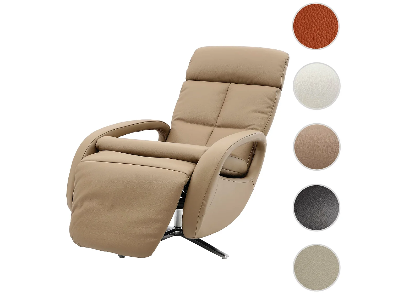 Obrotowa leżanka MCW-L11, pełna skóra,  taupe