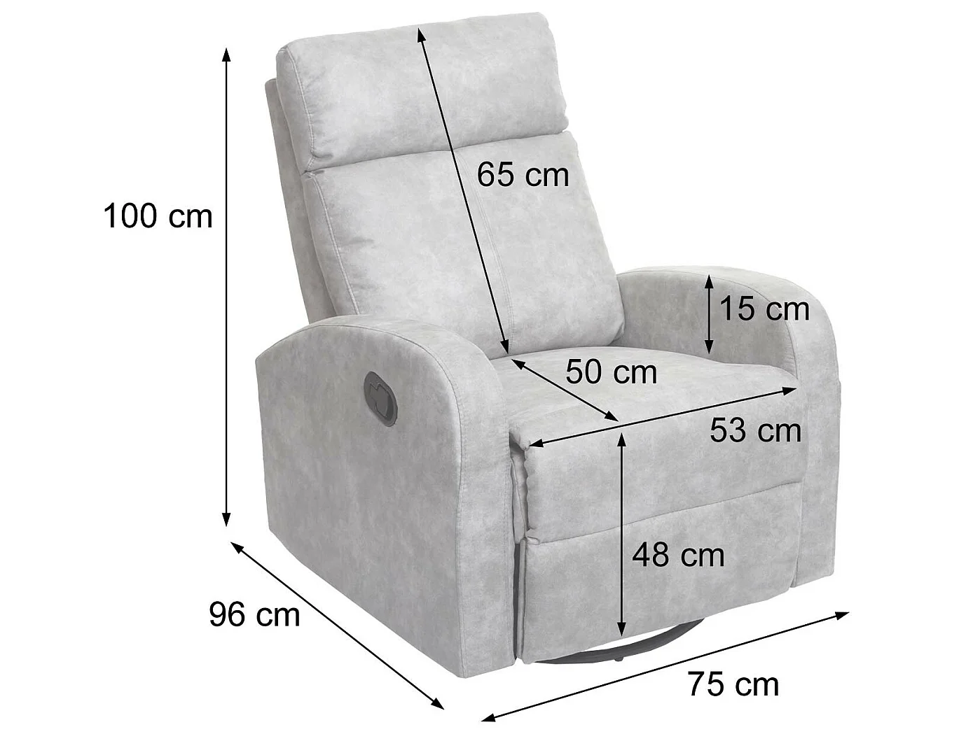 Televisiefotel MCW-A54 Premium,  stof/textiel lichtgrijs