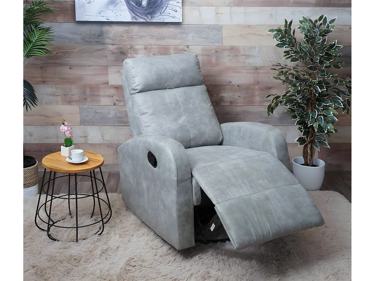 Televisiefotel MCW-A54 Premium,  stof/textiel lichtgrijs