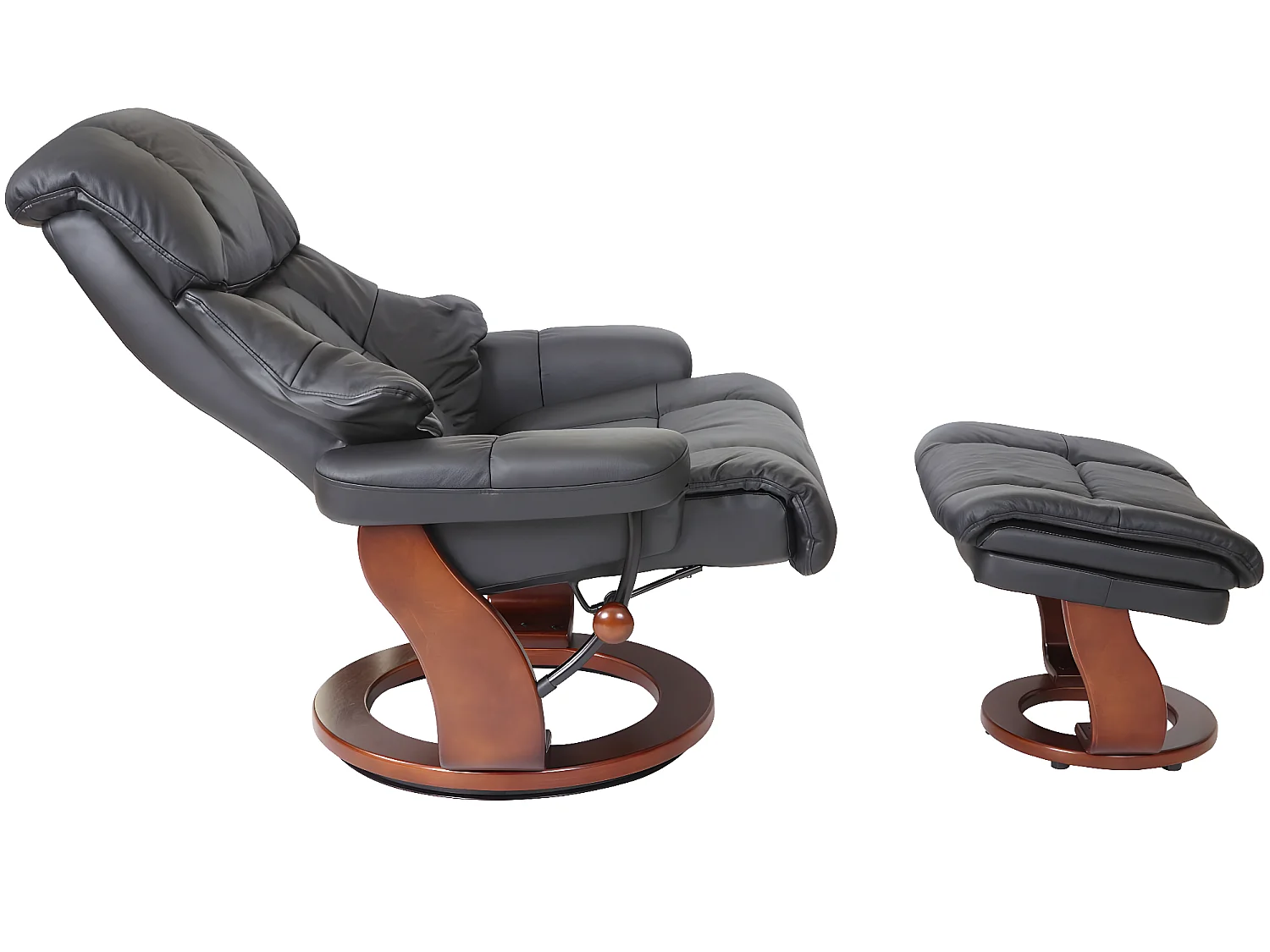 Leżanka Windsor XXL z taboretem,  czarny, orzechowy wygląd