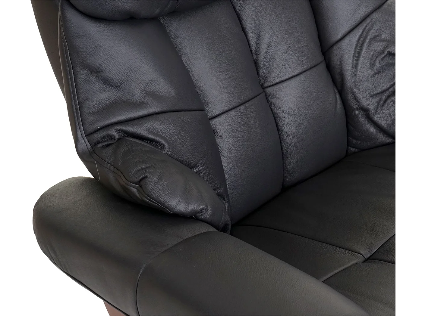 Relaxsessel Windsor XXL mit Hocker, Schwarz, Walnuss-Optik