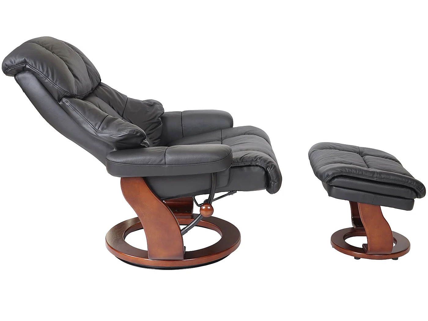 Relaxsessel Windsor XXL mit Hocker, Schwarz, Walnuss-Optik