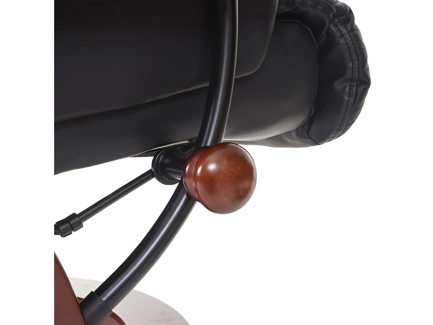 Relaxsessel Windsor XXL mit Hocker, Schwarz, Walnuss-Optik