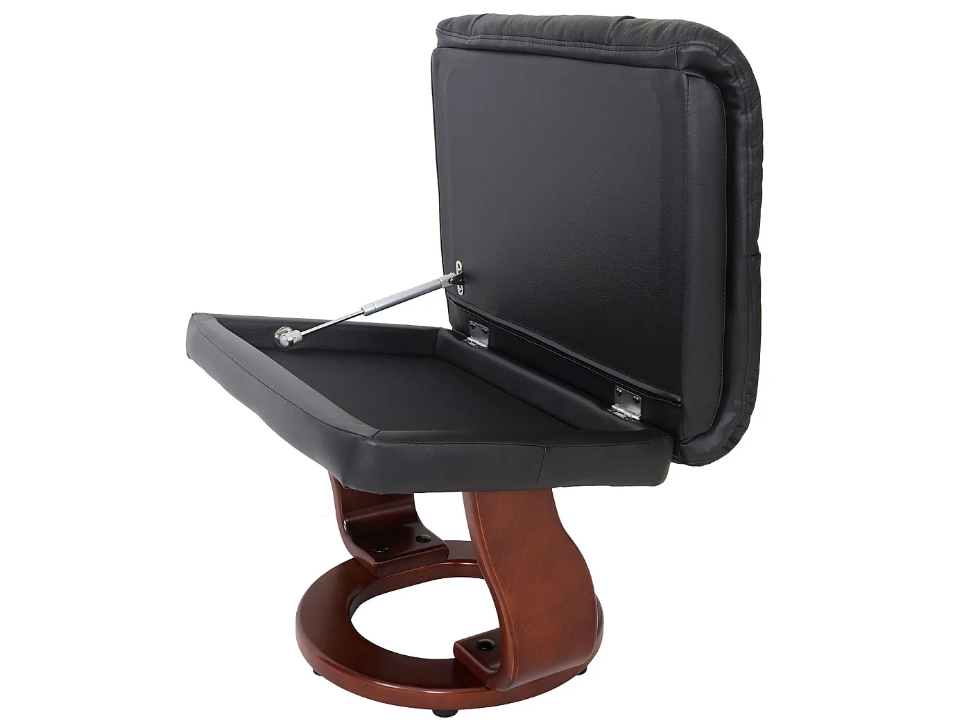 Relaxsessel Windsor XXL mit Hocker, Schwarz, Walnuss-Optik