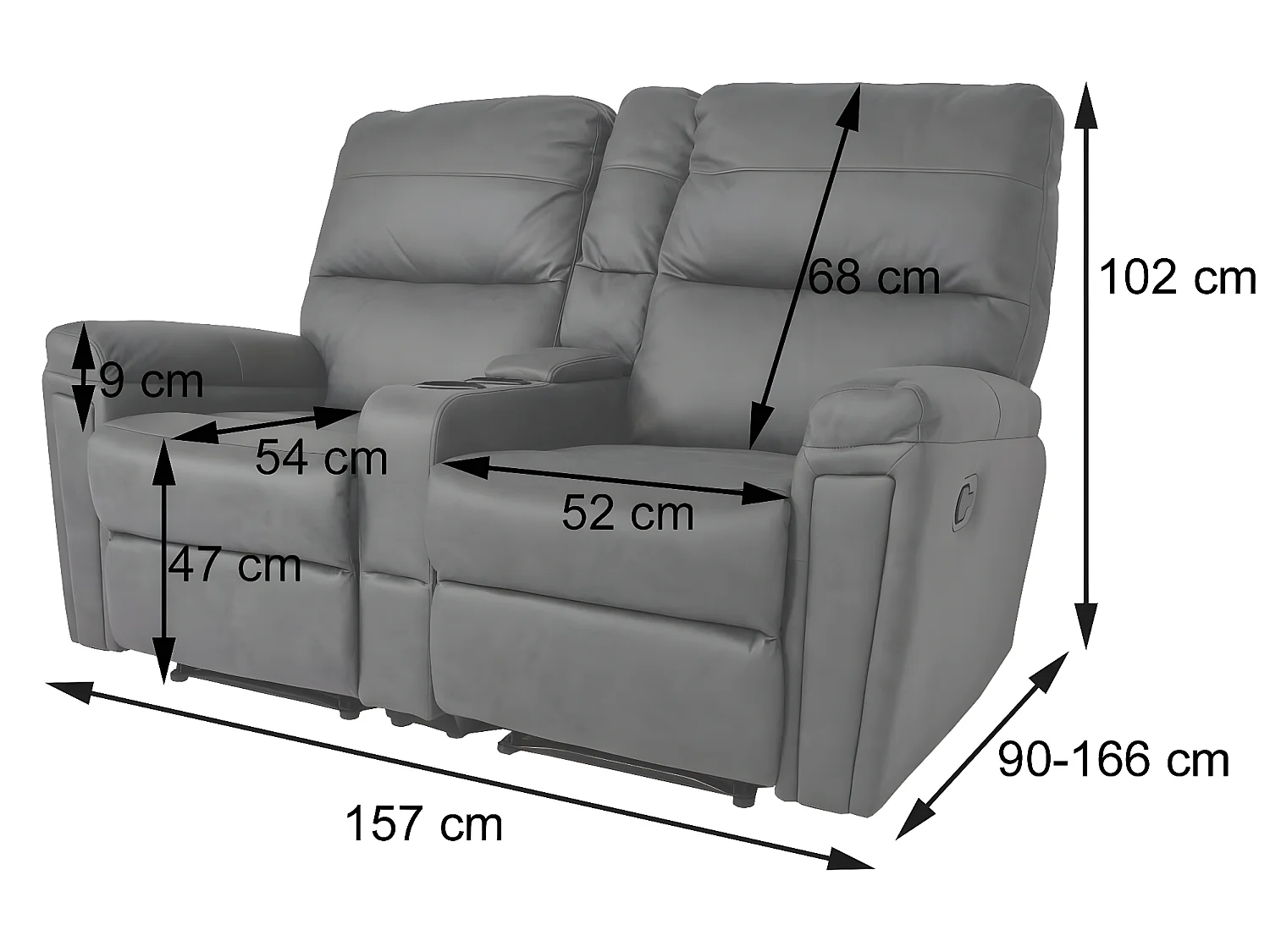 Poltrona da cinema 2 posti MCW-K17 regolabile tessuto beige