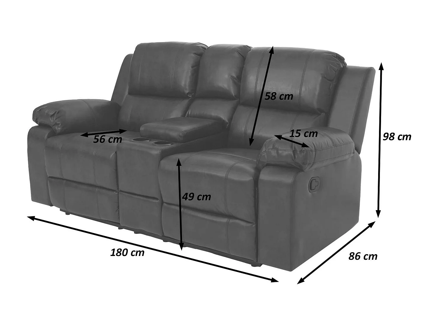 2-zits bioscoopstoel MCW-H29,  zwart