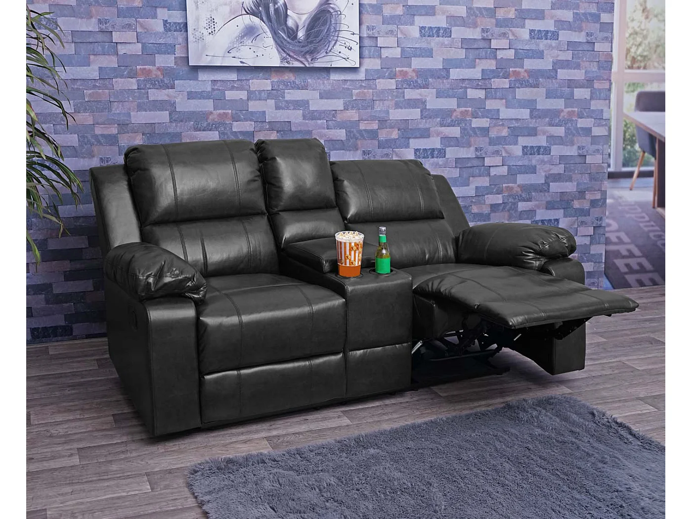 2-zits bioscoopstoel MCW-H29,  zwart