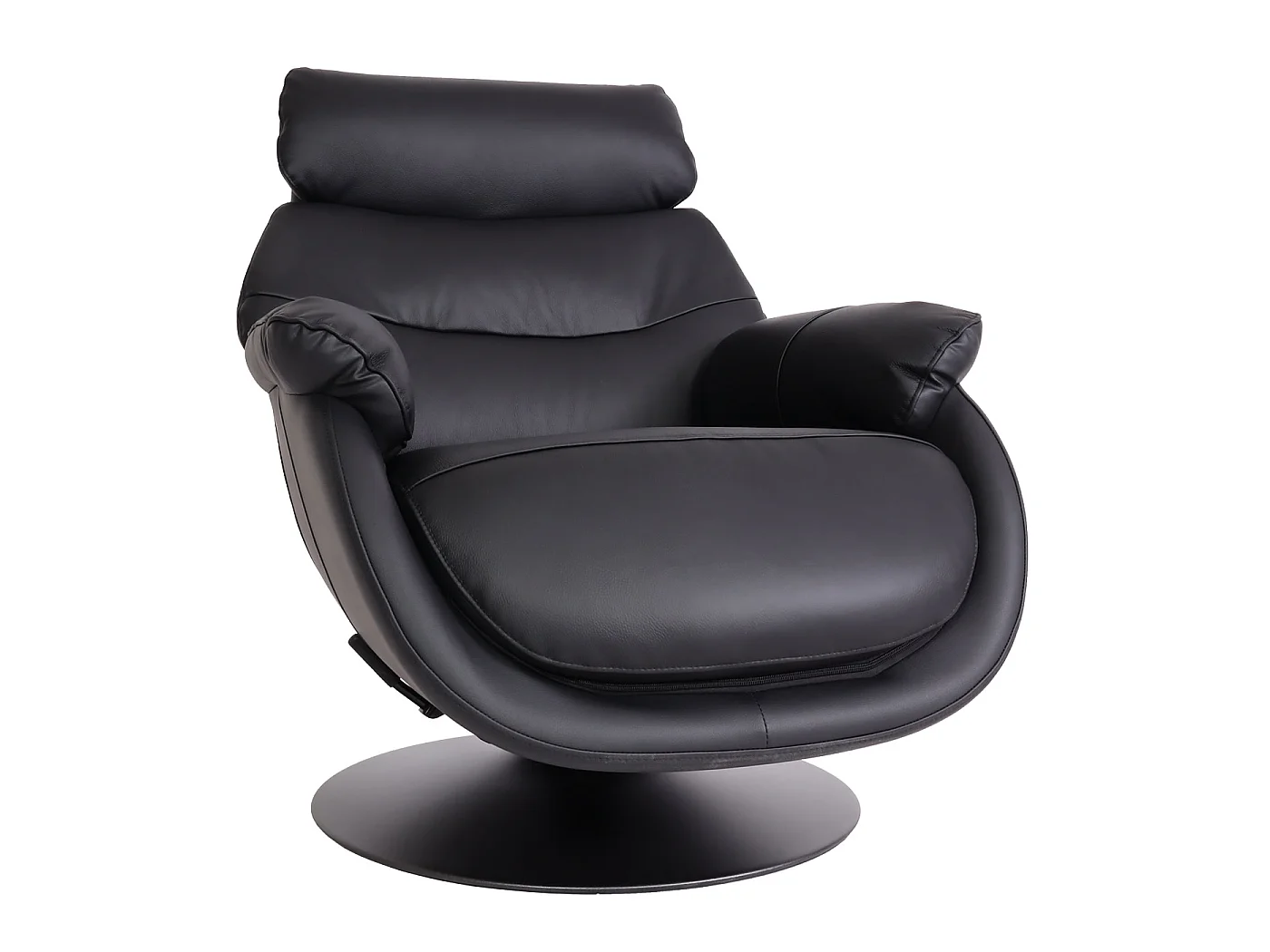 Poltrona relax con poggiapiedi MCW-K99, sedia TV, funzione dondolo girevole, metallo vera pelle/ecopelle ~ nero