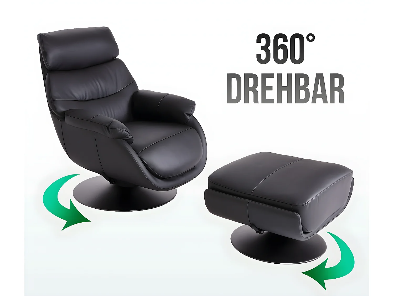 Relaxfauteuil met voetenbank MCW-K99,  zwart