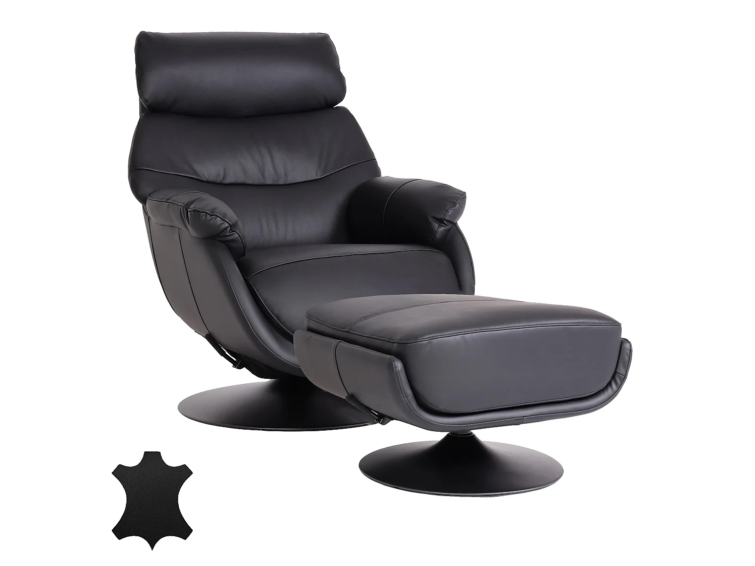 Fotel relaksacyjny z podnóżkiem MCW-K99,  czarny