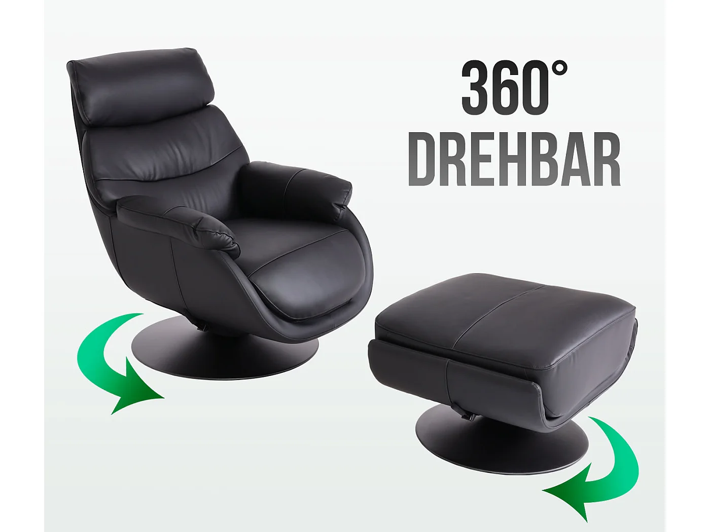 Fotel relaksacyjny z podnóżkiem MCW-K99,  czarny