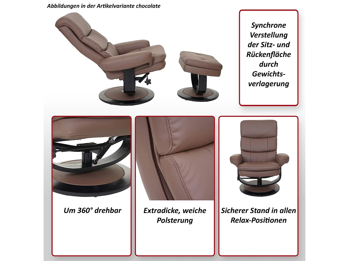 Relaxfauteuil MCW-C16,  kunstleer zwart