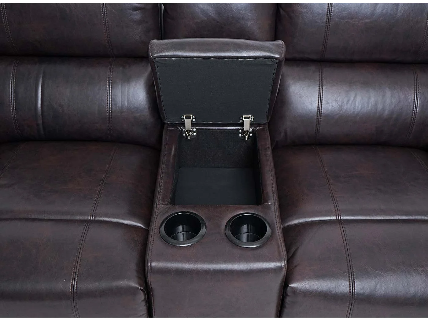 Poltrona da cinema 2 posti MCW-H29 regolabile ecopelle 86x180x98cm marrone