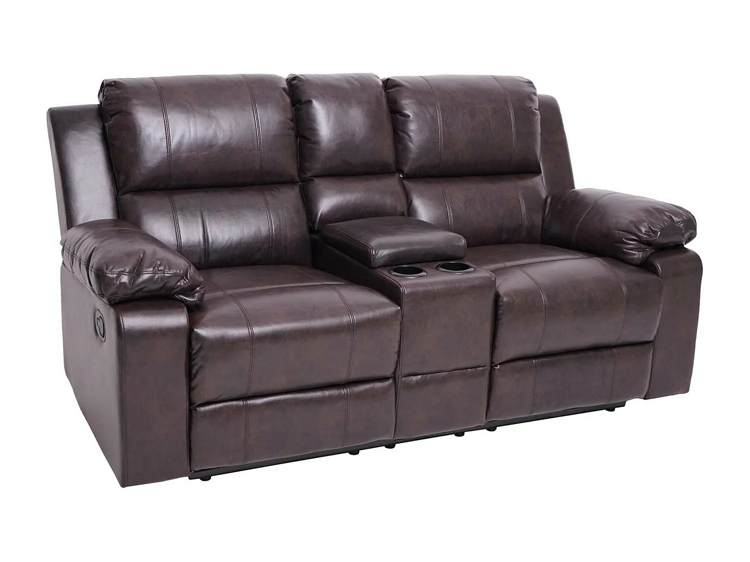 Poltrona da cinema 2 posti MCW-H29 regolabile ecopelle 86x180x98cm marrone