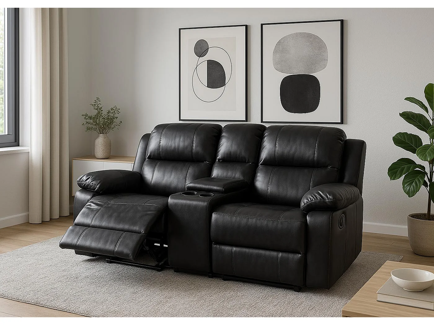 Poltrona da cinema 2 posti MCW-H29 regolabile ecopelle 86x180x98cm marrone