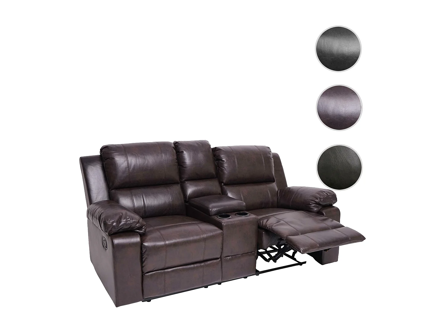 Poltrona da cinema 2 posti MCW-H29 regolabile ecopelle 86x180x98cm marrone