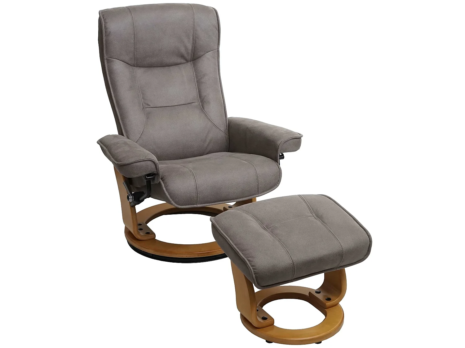 MCA poltrona relax Hamilton tessuto girevole con poggiapiedi legno chiaro grigio chiaro