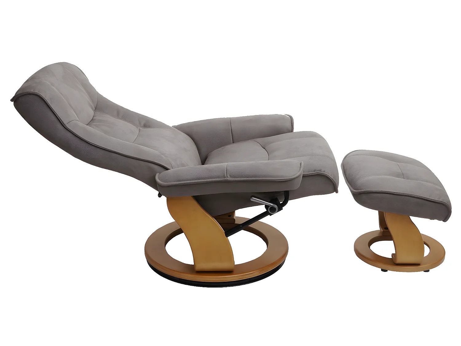 MCA poltrona relax Hamilton tessuto girevole con poggiapiedi legno chiaro grigio chiaro