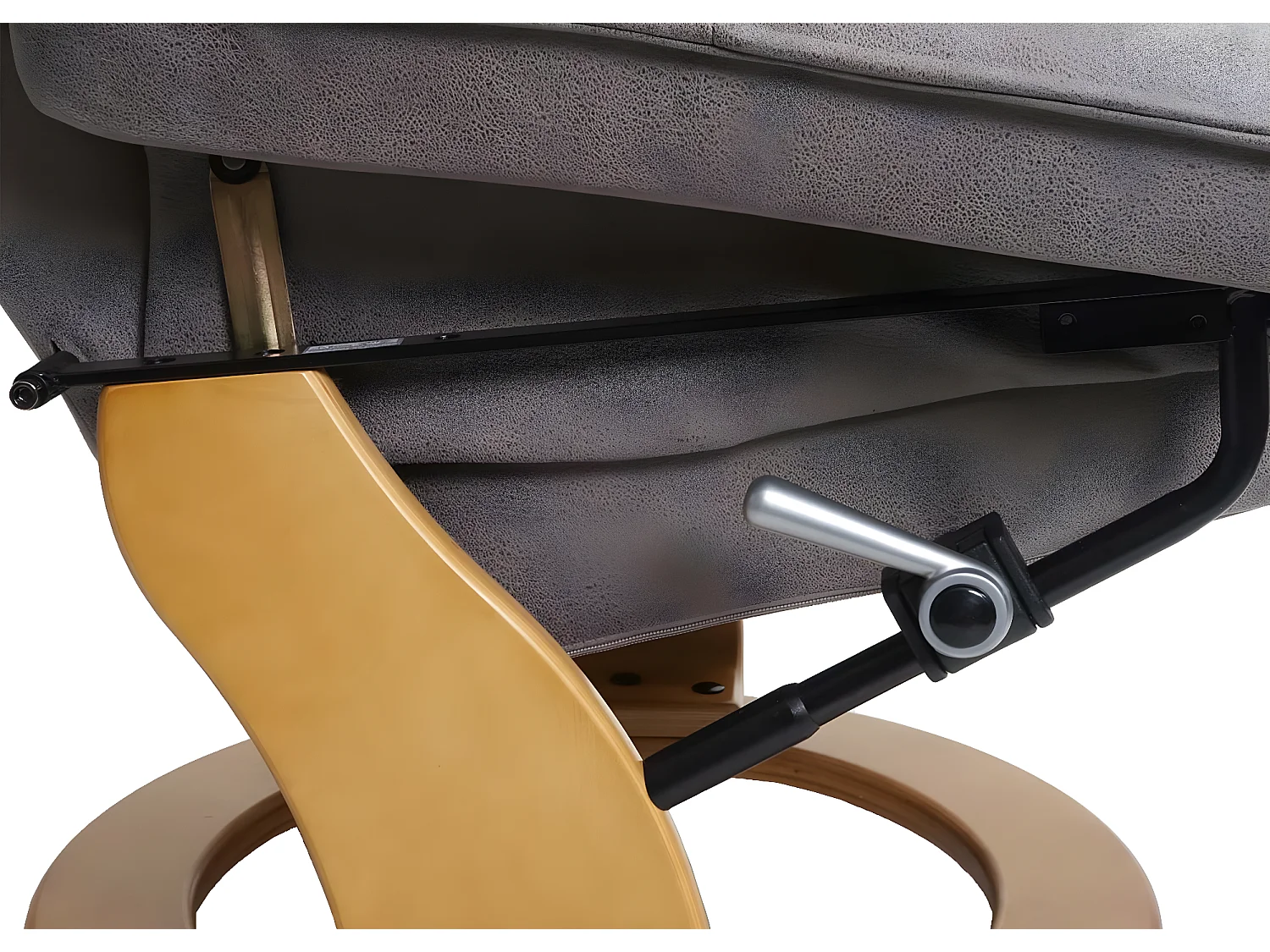 MCA poltrona relax Hamilton tessuto girevole con poggiapiedi legno chiaro grigio chiaro