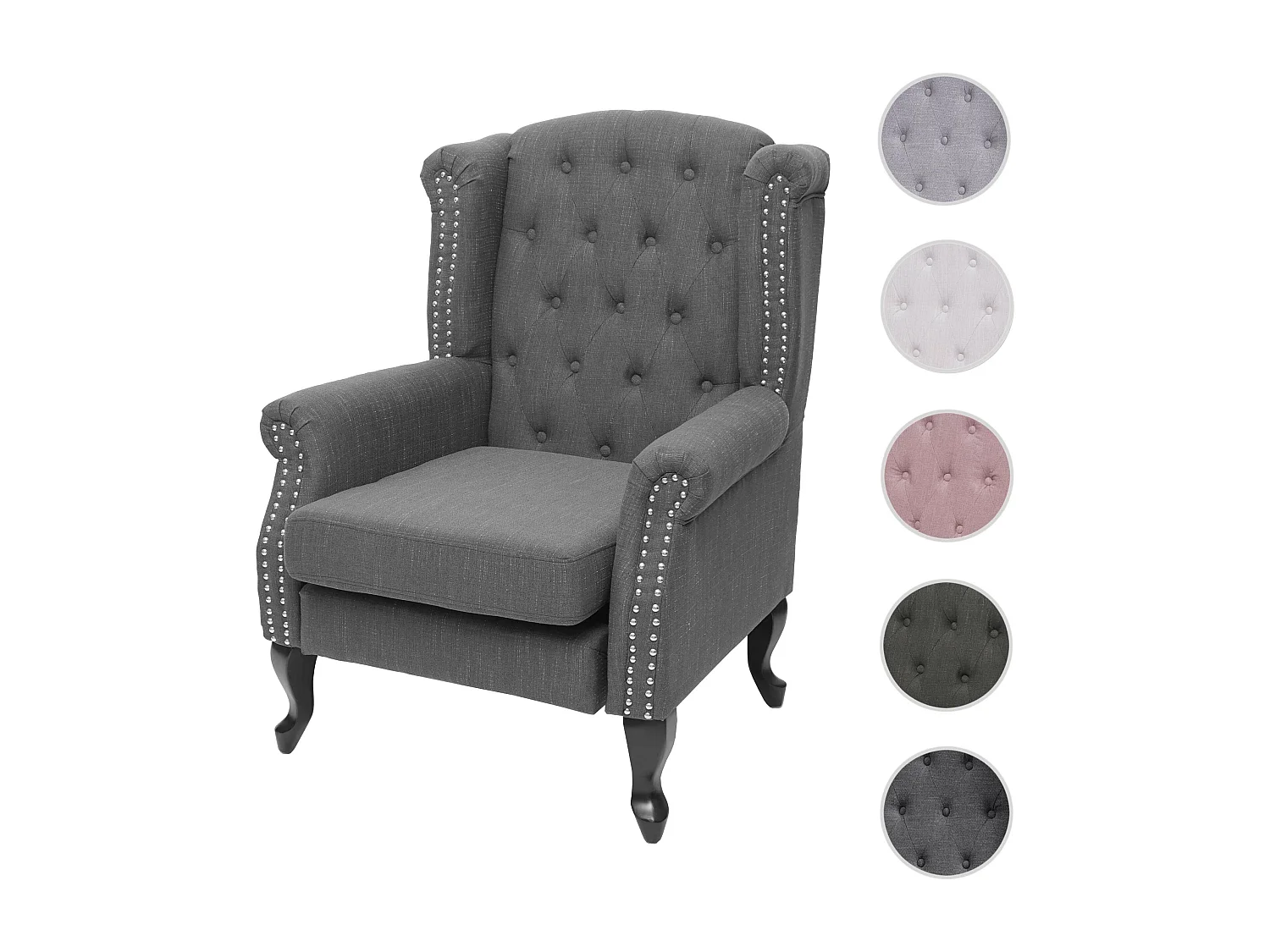 Relaxfauteuil Oxford,  donkergrijs zonder voetenbank