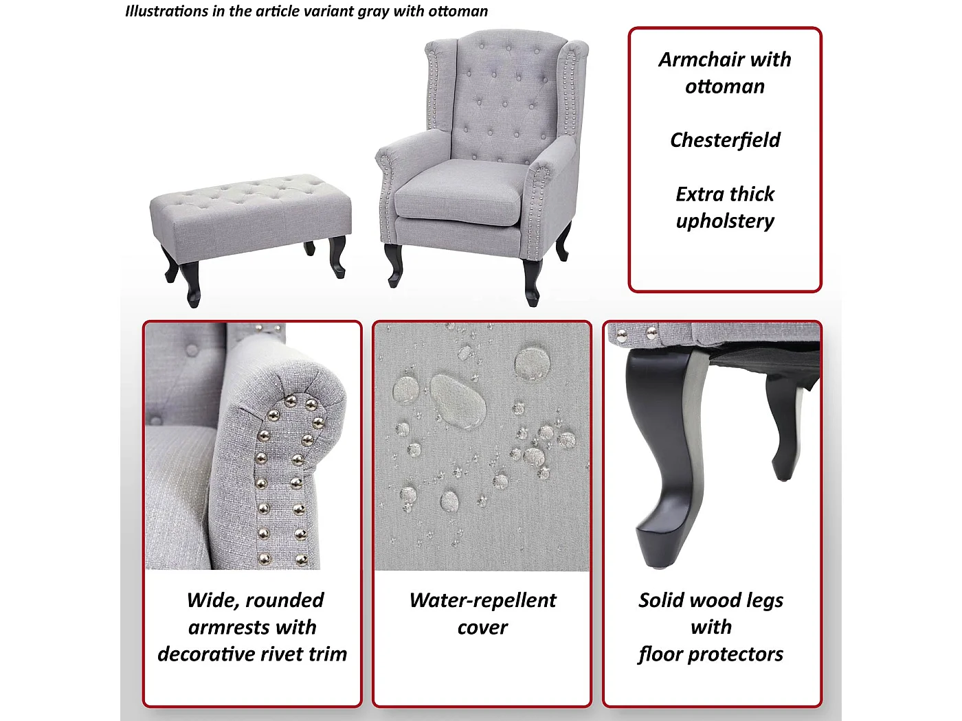 Relaxfauteuil Oxford,  donkergrijs zonder voetenbank