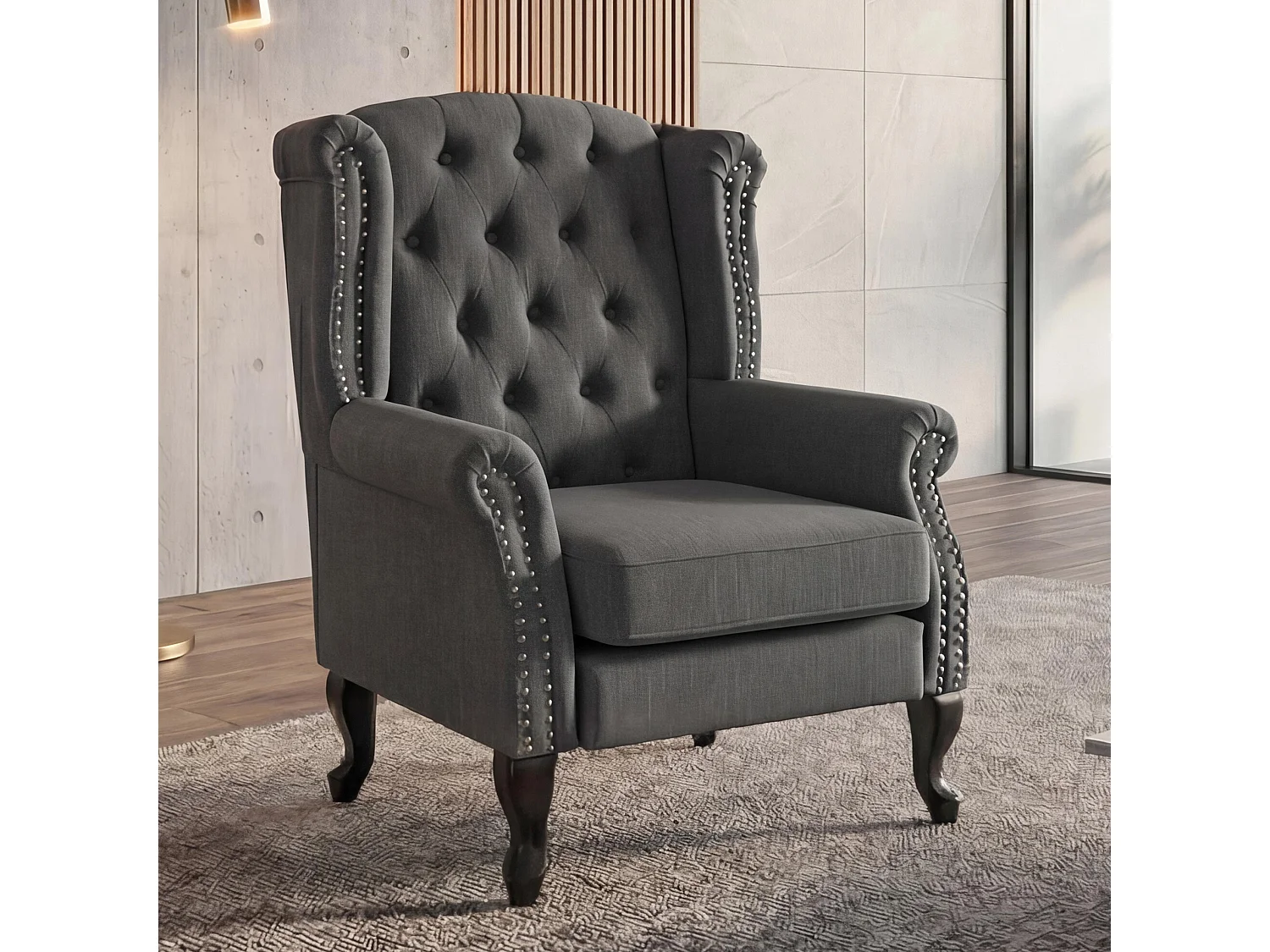 Fotel relaksacyjny Oxford,  ciemnoszary bez otoman