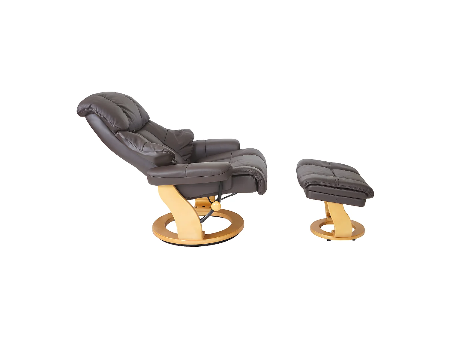 Sillón Windsor XXL con taburete,  marrón, marrón natural