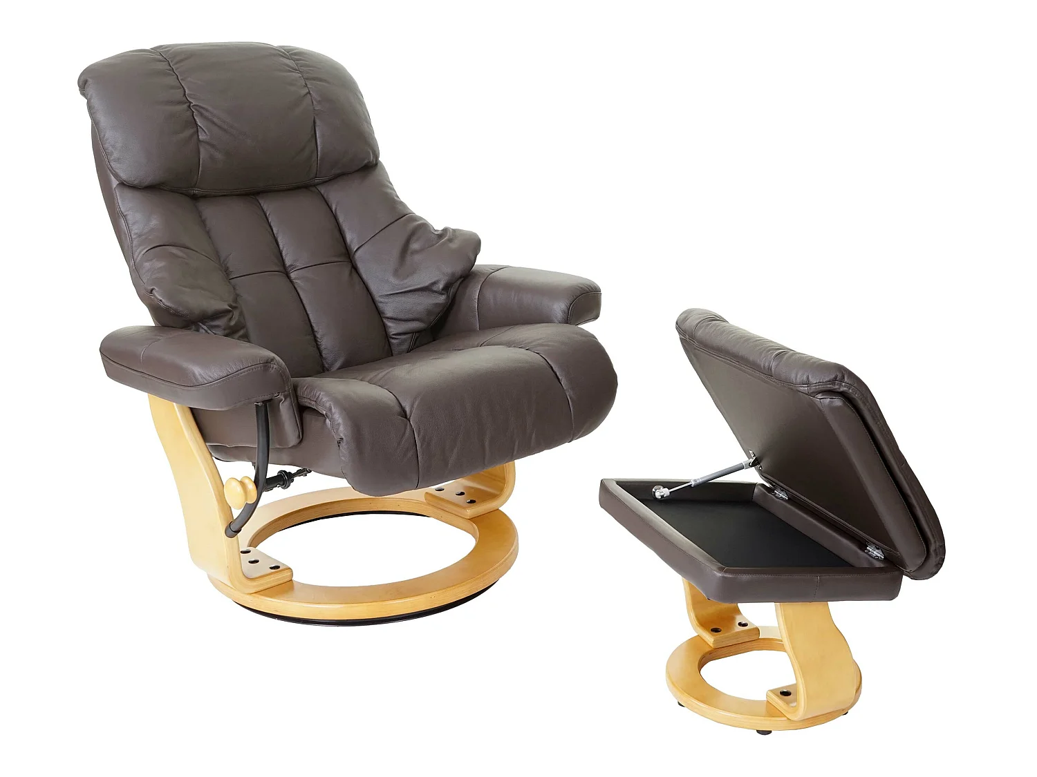 Leżanka Windsor XXL z taboretem,  brązowy, naturalny brązowy