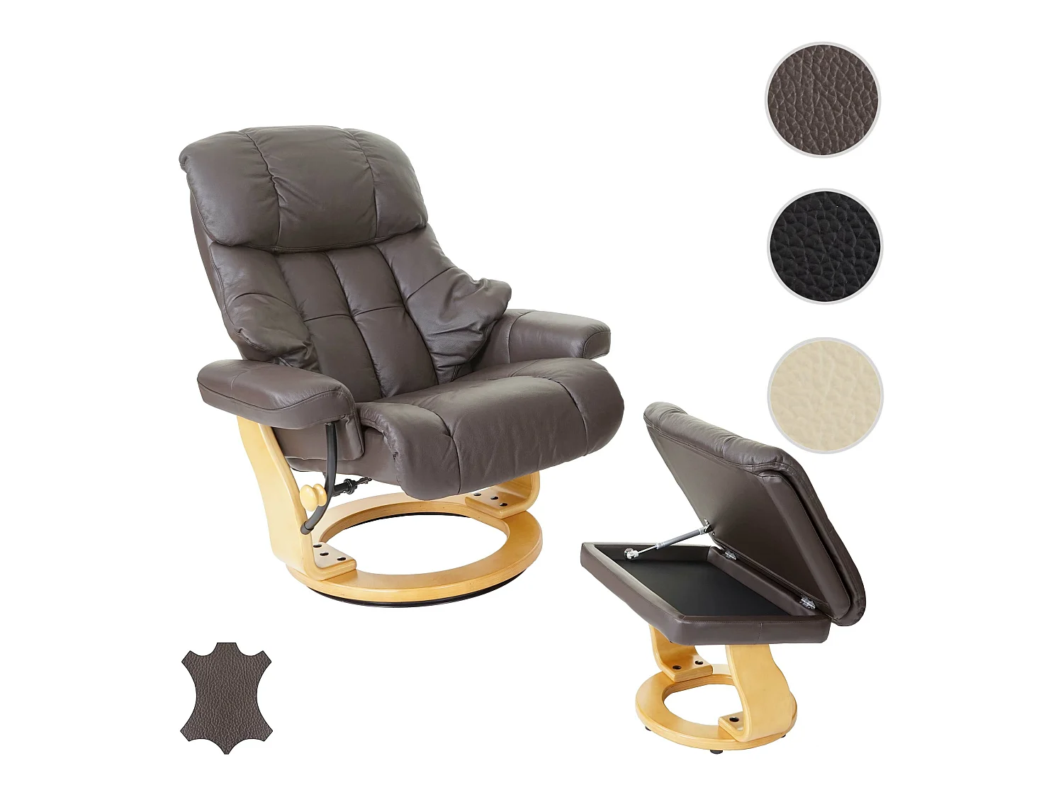 Leżanka Windsor XXL z taboretem,  brązowy, naturalny brązowy