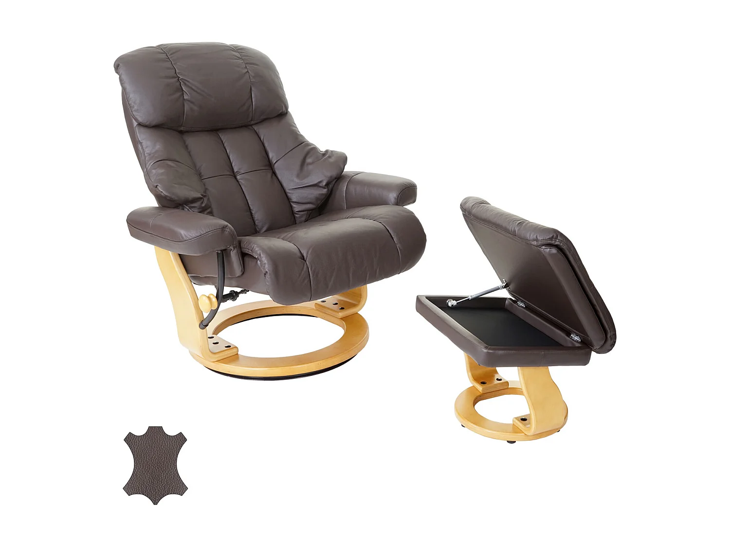 Relaxsessel Windsor XXL mit Hocker, Braun, naturbraun