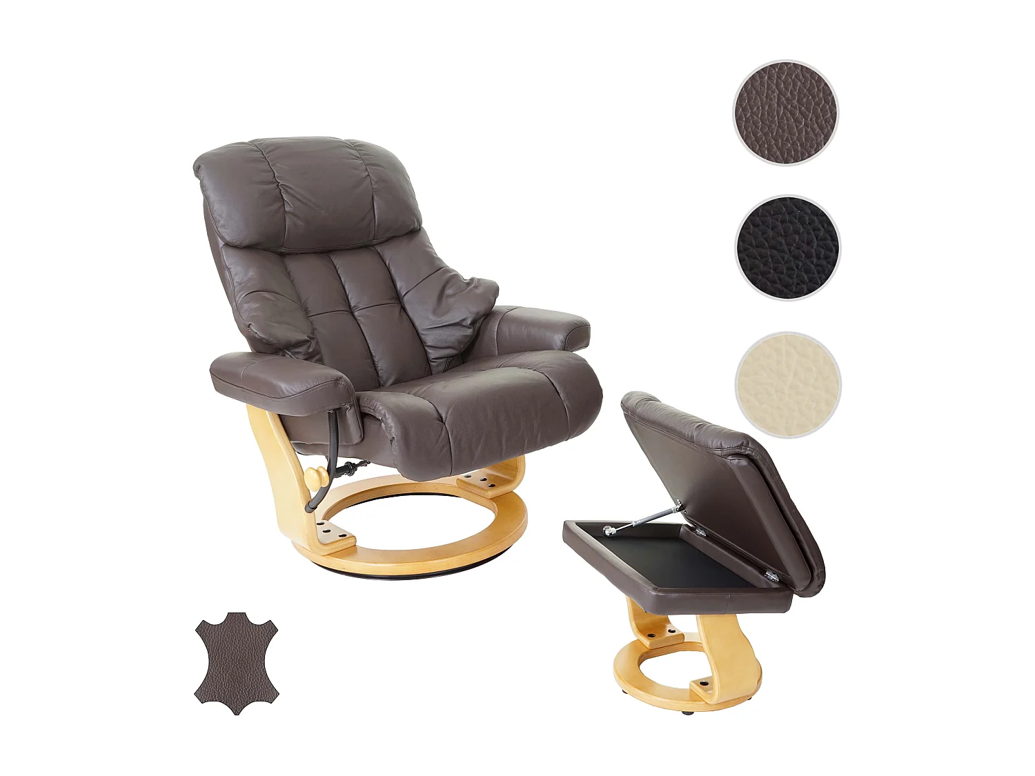 Relaxsessel Windsor XXL mit Hocker, Braun, naturbraun