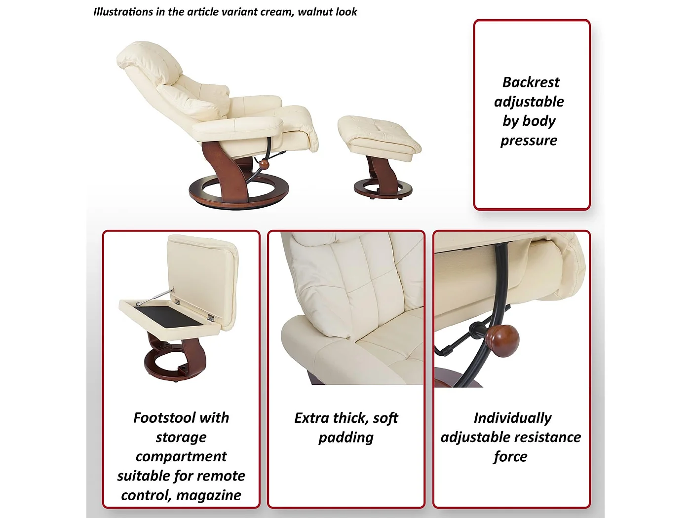 Relaxsessel Windsor XXL mit Hocker, Braun, naturbraun