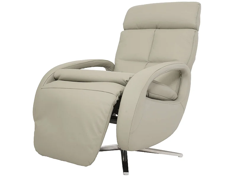 Poltrona relax MCW-L11, TV regolabile, funzione reclinabile girevole, vera pelle ~ grigio