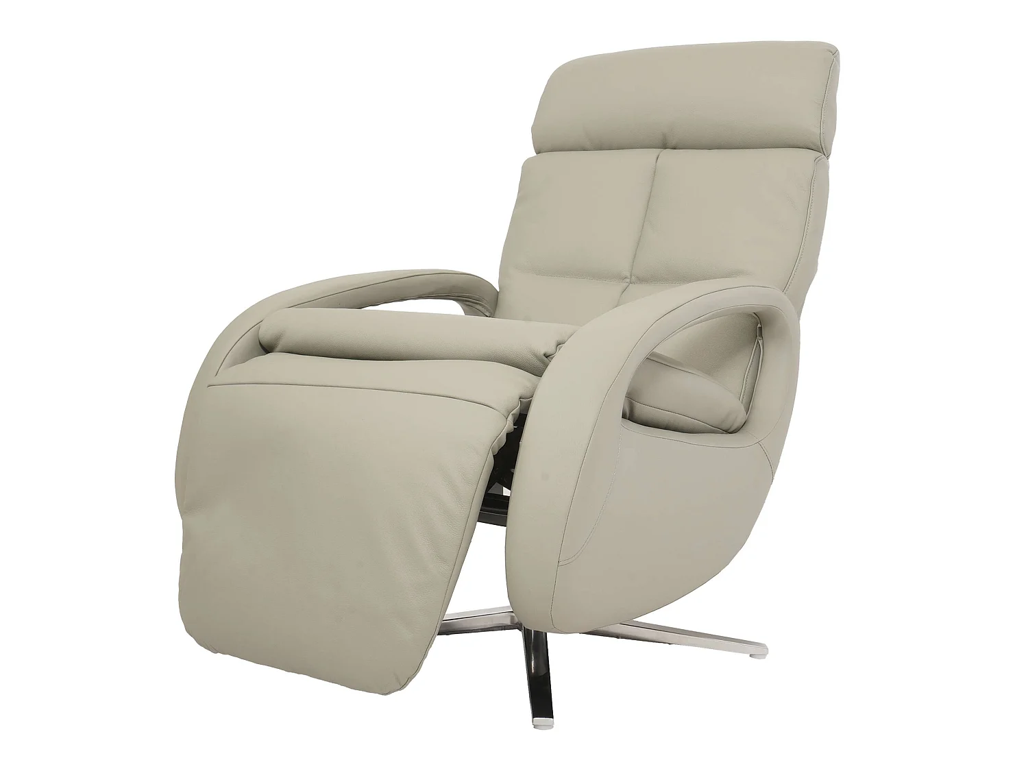 Relaxfauteuil MCW-L11 draaibaar, volledig leer,  grijs