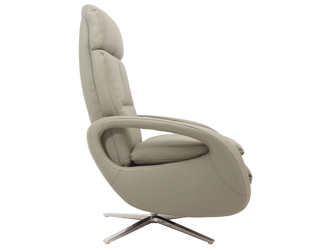 Relaxfauteuil MCW-L11 draaibaar, volledig leer,  grijs