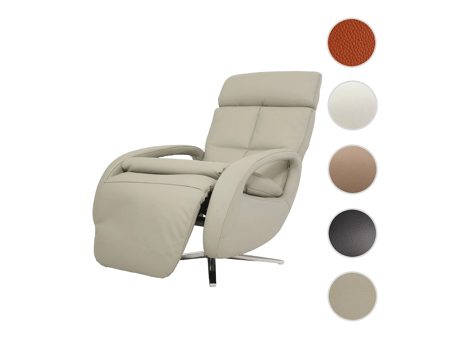 Relaxfauteuil MCW-L11 draaibaar, volledig leer,  grijs