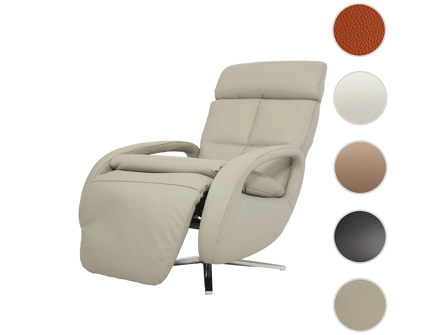 Obrotowa leżanka MCW-L11, pełna skóra,  szary