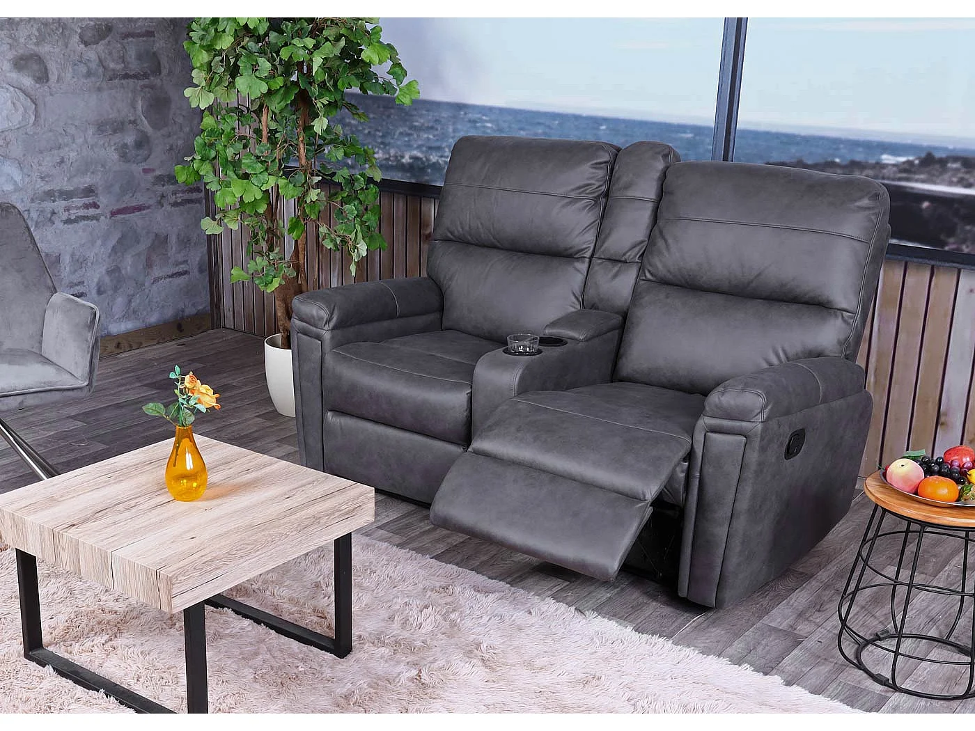 2-osobowy fotel kinowy MCW-K17,  tkanina/tekstylia ciemnoszary