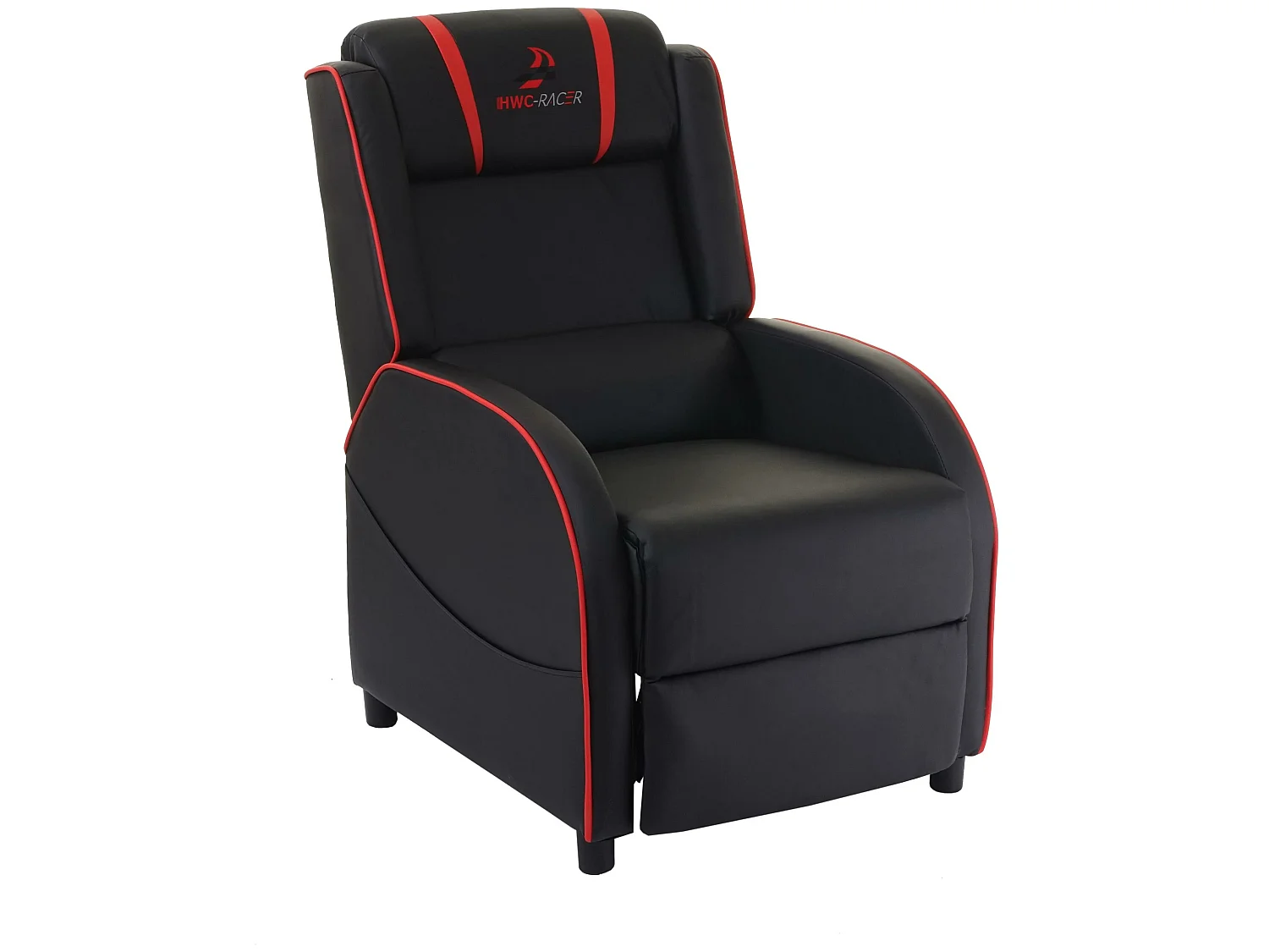 Poltrona relax reclinabile MCW-D68 regolabile ecopelle 85x66x105cm nero e rosso