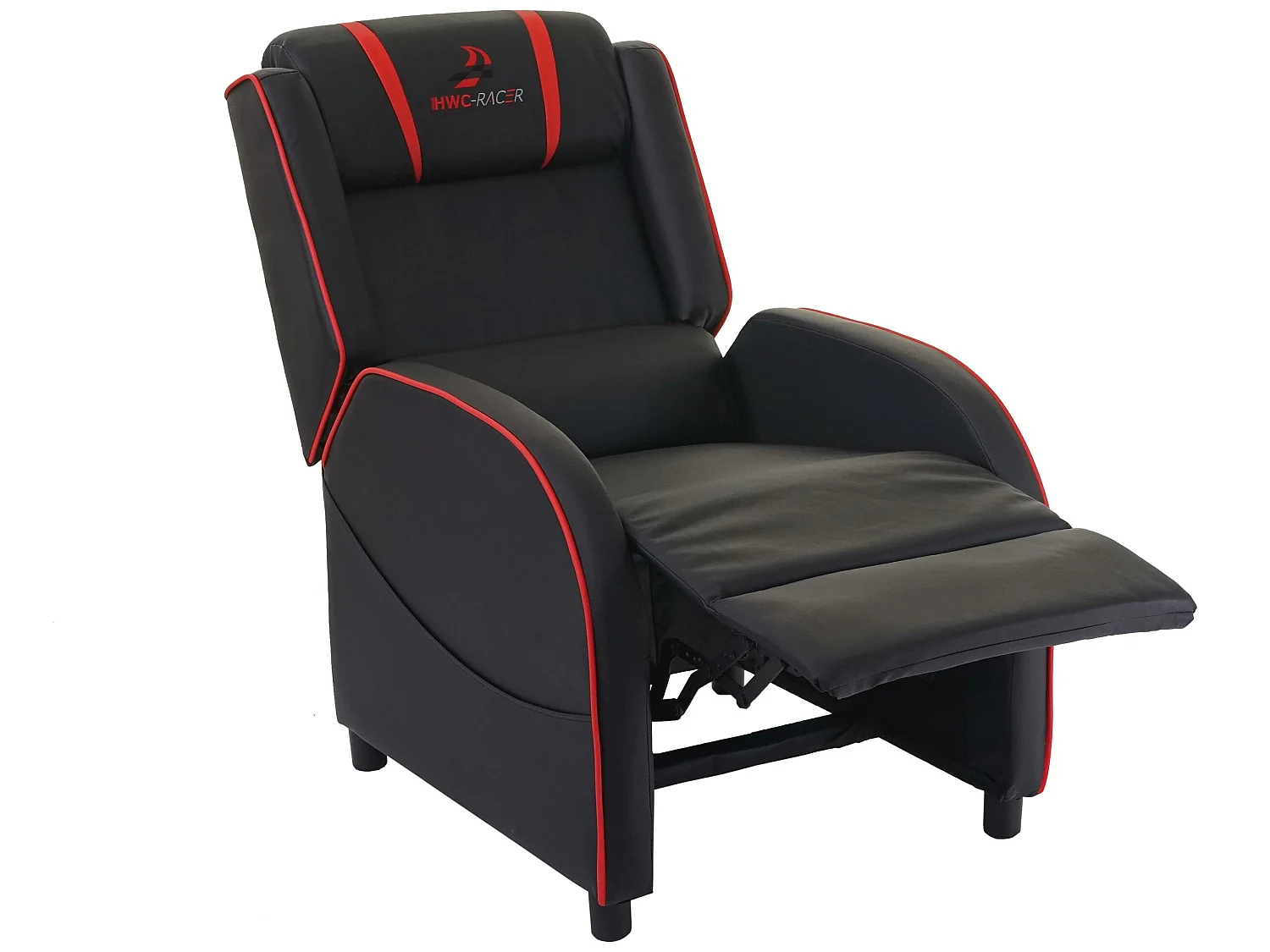 Poltrona relax reclinabile MCW-D68 regolabile ecopelle 85x66x105cm nero e rosso