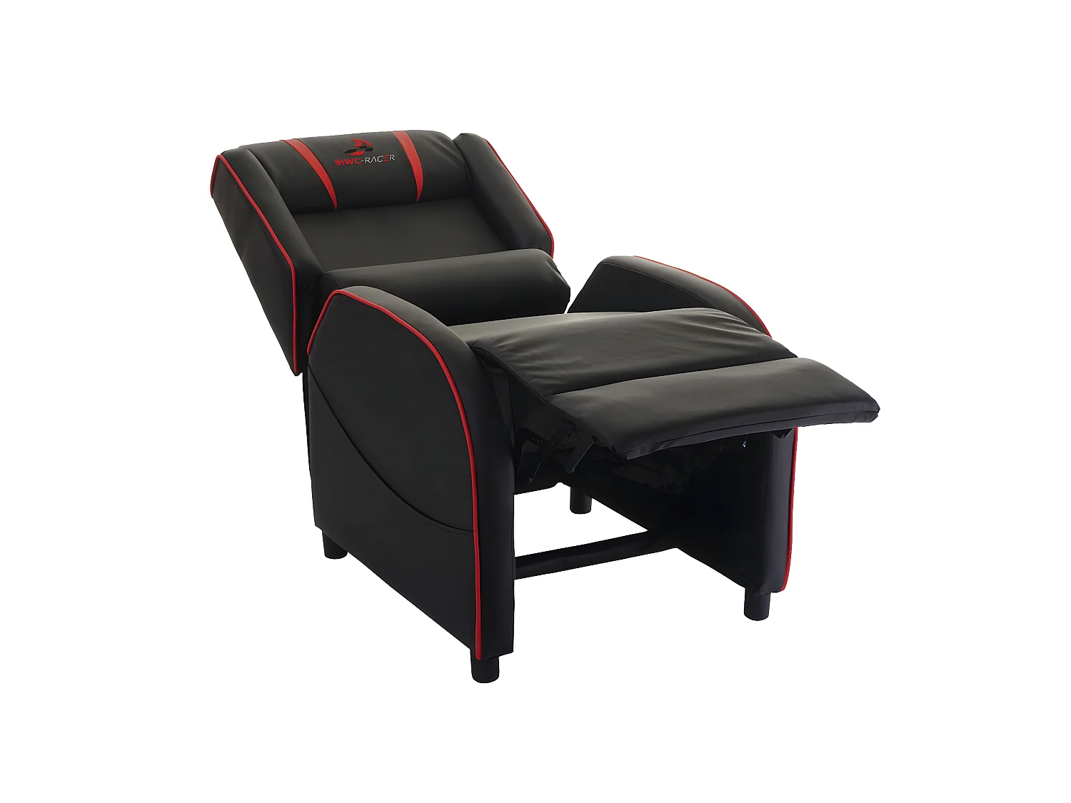 Poltrona relax reclinabile MCW-D68 regolabile ecopelle 85x66x105cm nero e rosso