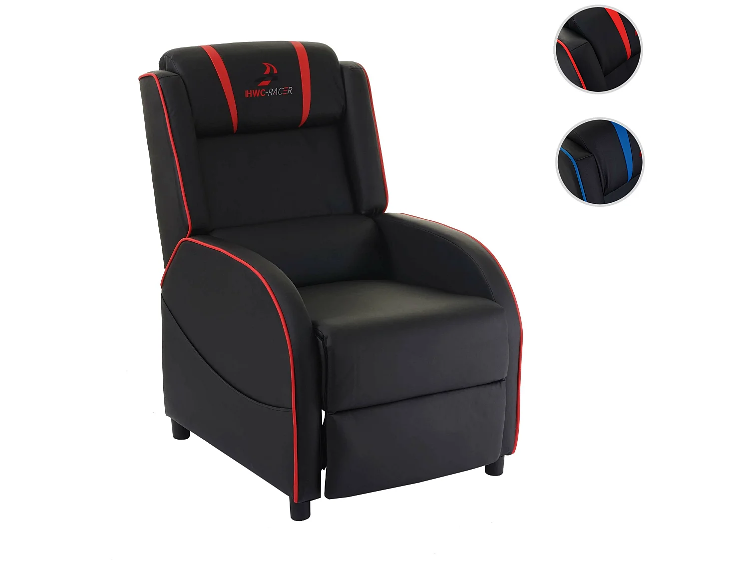 Poltrona relax reclinabile MCW-D68 regolabile ecopelle 85x66x105cm nero e rosso