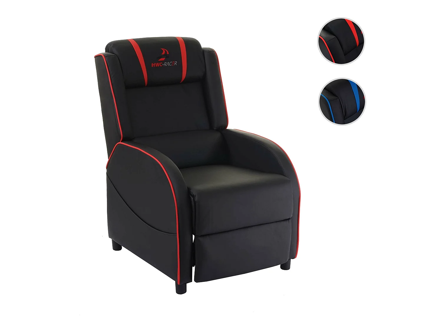 Fotel telewizyjny MCW-D68,  czarny/czerwony
