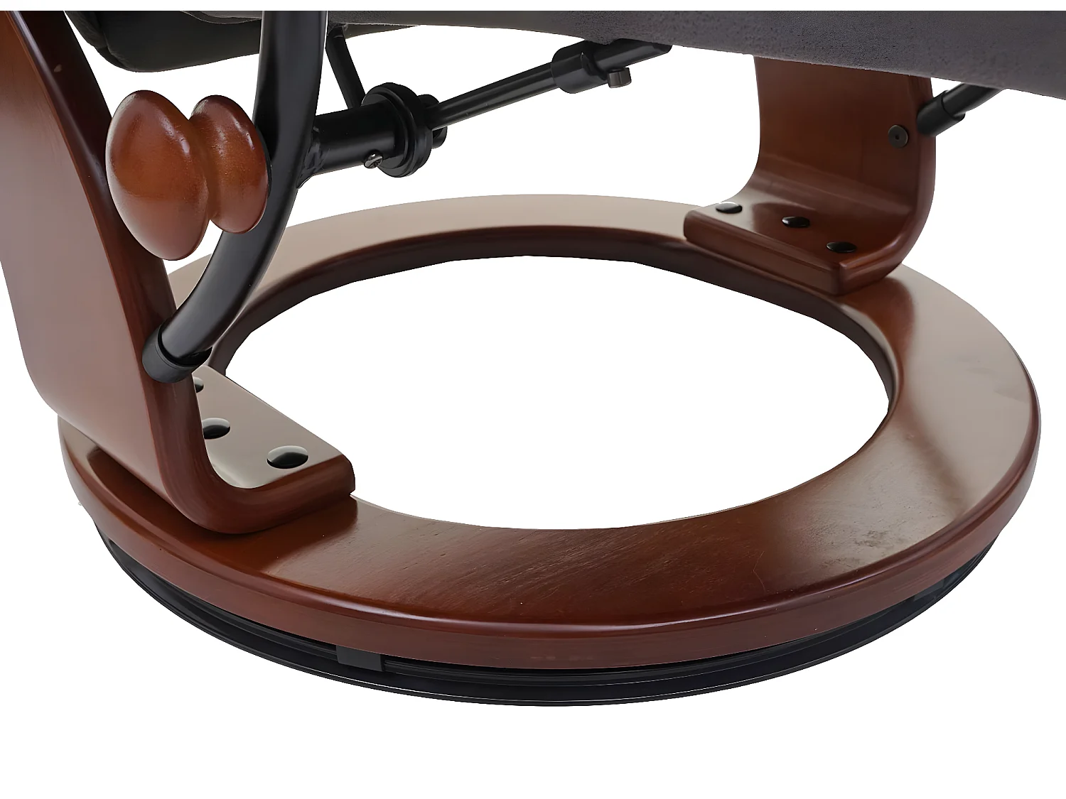 Relaxsessel Edmonton mit Hocker, Dunkelgrau, walnussfarben